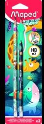 Maped MAPED: Jungle Fever háromszögletű grafitceruza ceruzafogóval - HB, 2 db