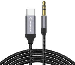 Techsuit - Prémium Kábel Adapter FuseXound (AC11) - Type-C - 3.5mm Jack, Hi-Fi Minőség, DAC Chip, PVC, 0.5m - Szürke - studioeszkozok