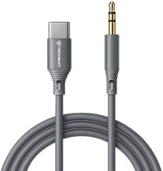  Techsuit - Prémium Kábel Adapter SoundFleX (AC4) - Type-C - 3.5mm Jack, Hi-Fi Minőség, DAC Chip, Szilikagél, 1m - Szürke - studioeszkozok
