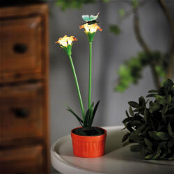 Garden of Eden Szolár színes virág - 8 x 8 x 32 cm - 10 melegfehér LED - piros