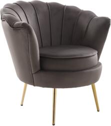 TEMPO KONDELA Fotoliu în stilul Art-deco, gri-maro ţesătură Velvet/gold crom auriu, NOBLEO