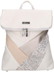 Karen Mati fehér virágos rostbőr női hátizsák (D-390-feher-bezs-pezsgo-virag)