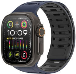Dux Ducis CS Apple Watch 42/44/45/46/49mm mágneses szilikon szíj, kék-fekete - speedshop