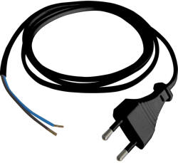 GAO Csatlakozóvezeték euró dugóval, 2m H03VVH2-F, 2x0, 75mm2 fekete ( 6778H ) (6778H)