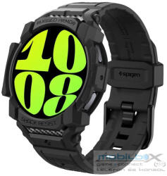 Samsung Galaxy Watch 7 (40 mm) SM-L300 / L305, Szilikon védőkeret, ütésálló, szíjjal, Spigen Rugged Armor Pro, fekete - mobil-box