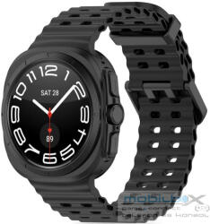 Samsung Galaxy Watch Ultra (47mm) SM-L705, szilikon pótszíj, állítható, hullámos kialakítás, TP IconBand Pro, fekete - mobil-box