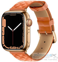 Apple Watch 1-6, SE (42 / 44 mm) / Watch 7-8 (45 mm) / Watch Ultra (49 mm), bőr pótszíj, gyémánt minta, Hoco WA18, narancssárga - mobil-box