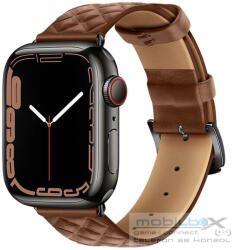 Apple Watch 1-6, SE (38 / 40 mm) / Watch 7-8 (41 mm), bőr pótszíj, gyémánt minta, Hoco WA18, barna - mobil-box