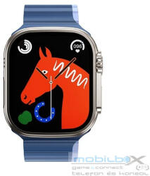 Apple Watch 4-6, SE, SE (2022) (42 / 44 mm) / Watch 7-9 (45 mm) / Watch 10 (46 mm) / Watch Ultra 1-2 (49 mm), szilikon pótszíj, mágneses zár, kétszínű, 3D minta, Hoco AS102, sötétkék/kék - mobil-box