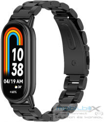 Xiaomi Mi Smart Band 8 / 9, fém pótszíj, TP Stainless, fekete - mobil-box