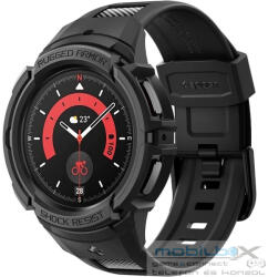 Samsung Galaxy Watch 5 Pro SM-R925F, Szilikon védőkeret, ütésálló, szíjjal, Spigen Rugged Armor Pro, fekete - mobil-box