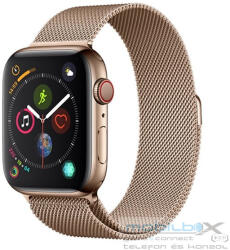 Apple Watch 1-6, SE (42 / 44 mm), fém pótszíj, milánói stílus, mágnes zárral, Devia Elegant, arany - mobil-box