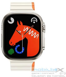 Apple Watch 4-6, SE, SE (2022) (42 / 44 mm) / Watch 7-9 (45 mm) / Watch 10 (46 mm) / Watch Ultra 1-2 (49 mm), szilikon pótszíj, mágneses zár, kétszínű, 3D minta, Hoco AS102, fehér/narancssárga - mobil-box
