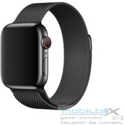 Apple Watch 4-6, SE, SE (2022) (38 / 40 mm), fém pótszíj, milánói stílus, fekete, gyári - mobil-box