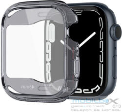 Apple Watch 7-9 (45 mm), Szilikon védőkeret, ütésálló, szíj nélkül, Spigen Ultra Hybrid, átlátszó/szürke - mobil-box