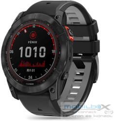 Garmin Fenix 5 / 6 / 6 Pro / 7, szilikon pótszíj, állítható, kétszínű, TP IconBand Pro, fekete/szürke - mobil-box