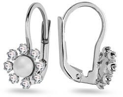 Heratis Forever Fülbevaló gyöngyökkel és cirkóniákkal Virág, fehérarany, 9K IZ24633HR