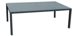  Asztal fekete rattan borítással üveglappal 100*200*74 cm-es (90640-17364)