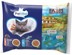 PreVital Lazac + Tőkehal szószban Alutasakos macskaeledel 4x85g