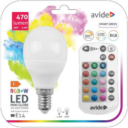 Avide Smart LED Mini gömb 4.9W RGB+W 2700K IR Távirányítóval (ASMG14RGBW-4.9W-RC)