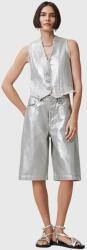 AllSaints pamut rövidnadrág LOUIE ezüst, sima, magas derekú, W068EC - ezüst 27