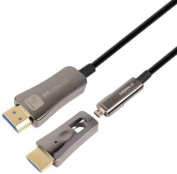 TECHLY HDMI 2.1 aktív optikai kábel, levehető microHDMI adapterrel, 8K/60Hz, 48Gbps, 15 méter