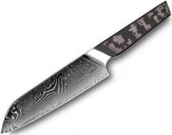 HARAHU Cuțit de bucătărie damasc TA-37577 - Santoku / Negru / Gri KP37577
