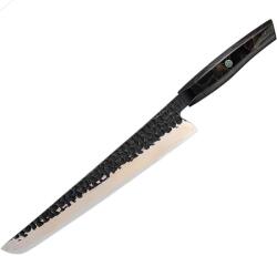 HARAHU Cuțit de bucătărie damasc ZA-37584 - Slicer / Negru / Maro KP37584