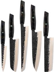 HARAHU Set de cuțite de bucătărie damasc ZA-37586 - Negru / Maro / 5buc KP37586