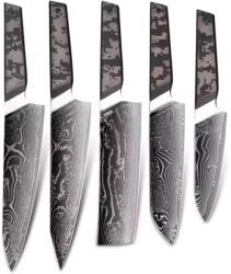 HARAHU Set de cuțite de bucătărie damasc TA-37579 - Negru / Gri KP37579