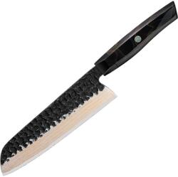 HARAHU Cuțit de bucătărie damasc ZA-37581 - Santoku / Negru / Maro KP37581