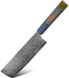 HARAHU Cuțit de bucătărie damasc YO-37567 - Nakiri / Multicolor KP37567