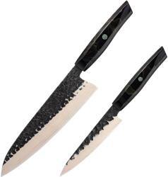 HARAHU Set de cuțite de bucătărie damasc ZA-37585 - Negru / Maro / 2 buc KP37585