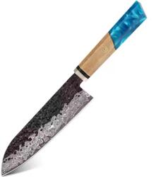  Airi damaszk konyhakés- Santoku/Kék