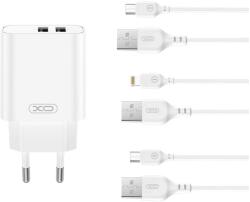 XO CE34 Hálózati töltő szett 2*USB-A 2, 4A + Lightning kábellel