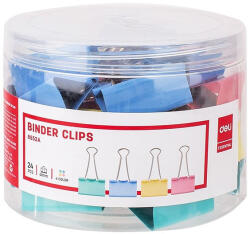 DELI Binder csipesz DELI 41 mm színes 24 darabos (DEL08552) - papir-bolt