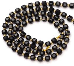  Onix Negru Cub Fatetat 6, 5-6, 9 mm - Piatra Stabilitatii si Radacinarii Energetice - Margele pentru Bijuterii