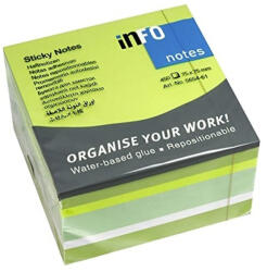 Info Notes Jegyzettömb öntapadó, 75x75mm, 450lap, Info Notes intenzív zöld árnyalatok - toptoner