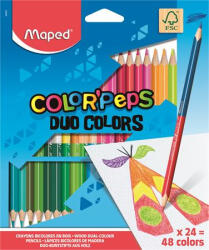 Maped Színes ceruza készlet, háromszögletű, kétvégű, MAPED " Color' Peps Duo" , 48 különböző szín