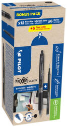 Pilot Rollertoll 0, 5mm, törölhető Pilot Frixion Clicker GreenPack, 12 toll + 12betét, írásszín fekete (BLRT-GREENPACK-B) - toptoner