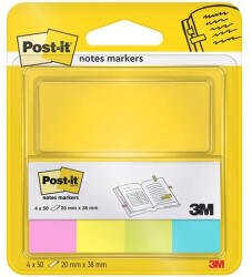 3M Jelölőcímke, papír, 4x50 lap, 20x38 mm, 3M POSTIT, neon vegyes - toptoner