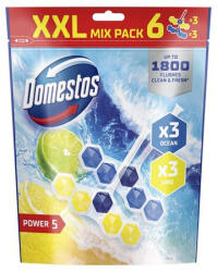 Domestos WC frissítő blokk, 6 db-os, DOMESTOS " Power 5" , óceán és lime