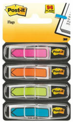 3M Jelölőcímke, műanyag, 4x24 lap, 11, 9x43, 2 mm, nyíl, 3M POSTIT, vegyes - toptoner