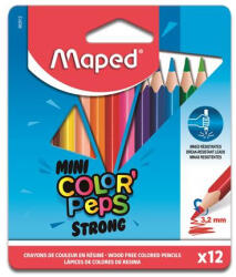 Maped Színes ceruza készlet, háromszögletű, MAPED " Mini Color' Peps Strong" , 12 különböző szín