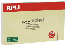 Apli Öntapadó jegyzettömb, 125x75 mm, 100 lap, APLI " Classic" , sárga