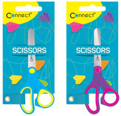 Connect Olló 13cm, iskolai gumírozott fogóval, felakasztható csomagolásban Connect, - toptoner