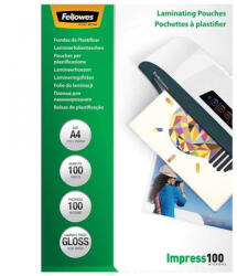 Fellowes Lamináló fólia, A4, 100 mikron, fényes, 100 db/doboz, Fellowes® - toptoner