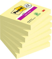3M Öntapadó jegyzettömb, 76x76 mm, 6x90 lap, 3M POSTIT " Super Sticky" , kanári sárga