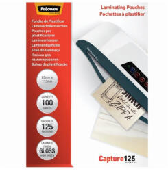 Fellowes Lamináló fólia, 83x113mm, 125 mikron, fényes, 100 db/doboz, Fellowes® - toptoner