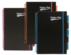 Pukka Pad Spirálfüzet, A4, vonalas, 100 lap, PUKKA PAD, " Neon black project book"